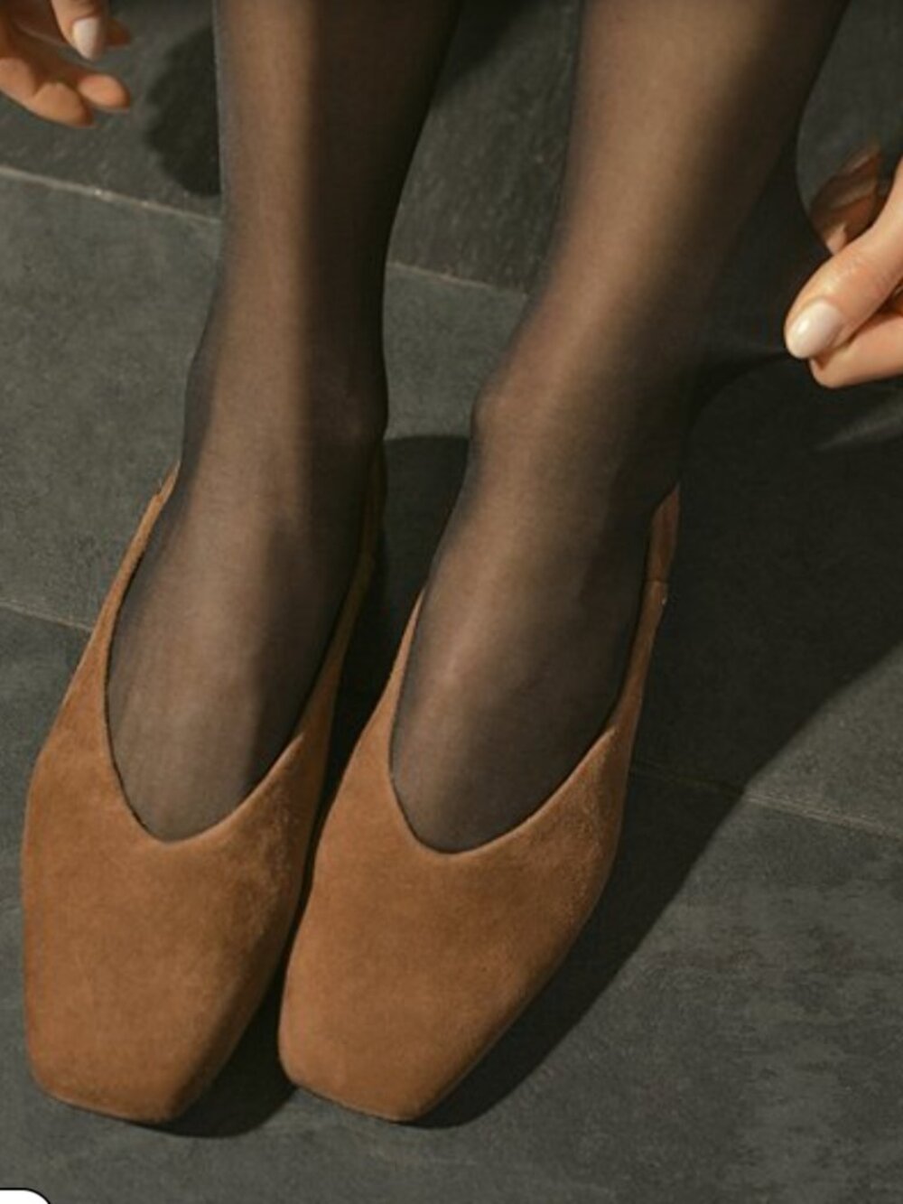 SAM EDELMAN KASEY SUEDE SQUARE TOE BALLET FLATS (7.5)